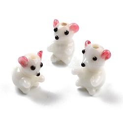 Handmade Lampwork Beads, Bear, Snow, 17~19x10~11x11~12.5mm, Hole: 1.8~2.3mm(LAMP-I024-34)