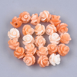 Synthetic Coral Beads, Dyed, Flower, Coral, 6~7x6~7mm, Hole: 1.2mm(X-CORA-S027-30C)