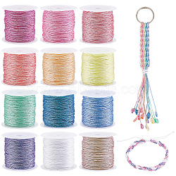 Elite 12 Rolls 12 Colors Polyester Braided Thread, Mixed Color, 0.8mm, about 27.34 Yards(25m)/Set, 1 color/roll(OCOR-PH0002-57)