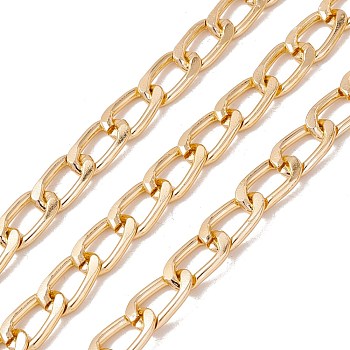 Oval Oxidation Aluminum Curb Chains, Unwelded, with Spool, Light Gold, Link: 13.5x8x2mm, about 30m/roll