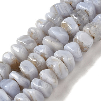 Natural Blue Lace Agate Beads Strands, Nuggets, Tumbled Stone, 9~13x8.5~9x3.5~9mm, Hole: 0.9mm, about 59~68pcs/strand, 15.79~15.98''(40.1~40.6cm)