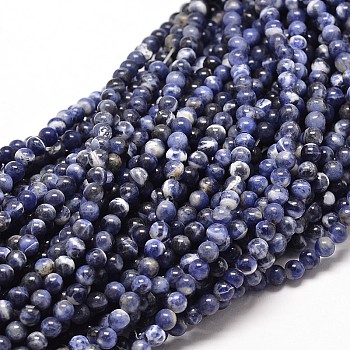 Natural Sodalite Round Bead Strands, 10mm, Hole: 1mm, about 40pcs/strand, 16 inch
