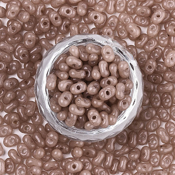 Grade A Glass Seed Beads, Czech Glass Beads, Imitation Jade Peanut Beads, Dark Salmon, 6x3mm, Hole: 1.2mm, about 95pcs/10g