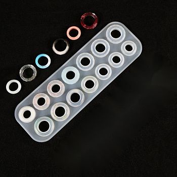 Silicone Ring Molds, Resin Casting Molds, For UV Resin, Epoxy Resin Jewelry Making, White, 257x82x8~8.5mm, Inner Size: 22~28mm