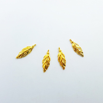 Alloy Cabochons, Nail Art Decoration Accessories for Women, Leaf, Golden, 13x4x1.5mm