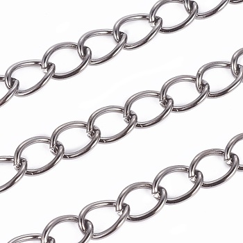 Iron Chains, Unwelded, Twisted Chains, Unwelded, Oval, with Spool, Lead Free & Nickel Free, Gunmetal, 8x6x1mm