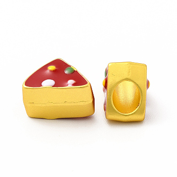Rack Plating Alloy Enamel  European Beads, Large Hole Beads, Triangle Cake, Matte Gold Color, 8.5x11.5x6.7mm, Hole: 4mm