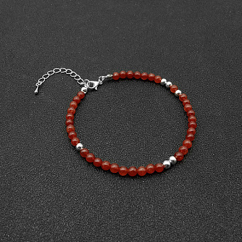 Natural Red Agate Bead Bracelet, 7-1/8 inch(18cm)