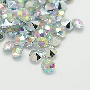 Imitation Taiwan Acrylic Rhinestone Pointed Back Cabochons, Faceted, Diamond, AB Color, Clear AB, 4.5x3mm