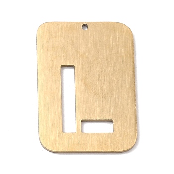 Ion Plating(IP) 304 Stainless Steel Pendants, Rectangle with Alphabet, Hollow, Letter.L, 32x22x1mm, Hole: 1.5mm