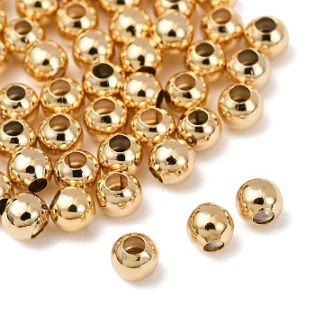Real 24K Gold Plated Brass Round Spacer Beads, 3x2mm, Hole: 1mm