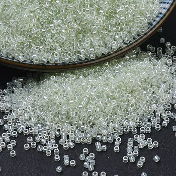 MIYUKI Delica Beads, Cylinder, Japanese Seed Beads, 11/0, (DB1474) Transparent Pale Green Mist Luster, 1.3x1.6mm, Hole: 0.8mm, about 20000pcs/bag, 100g/bag