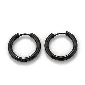 304 Stainless Steel Huggie Hoop Earrings, Hypoallergenic Earrings, Thick Hoop Earrings, Ring, Electrophoresis Black, 10 Gauge, 17.5x18x2.5mm
