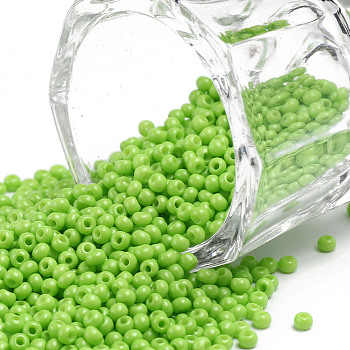 11/0 Grade A Baking Paint Glass Seed Beads, Round, Green Yellow, 2.3x1.5mm, Hole: 1mm, about 5300pcs/50g