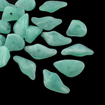 Chip Imitation Gemstone Acrylic Beads, Medium Turquoise, 19~28x14~19x6~13mm, Hole: 2mm, about 310pcs/500g