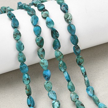 Natural Turquoise Beads Strands, Teardrop, Faceted, 6x4x2.5mm, Hole: 0.6mm, about 62~68pcs/strand, 15.16~15.55''(38.5~39.5cm)