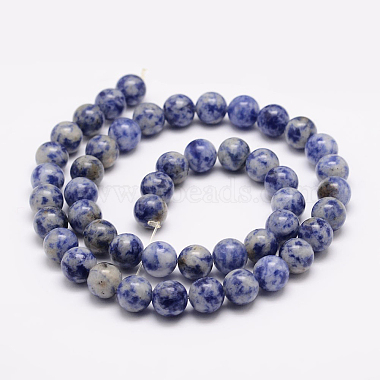 Brins de perles de jaspe de tache bleue naturelle(X-G-R193-15-6mm)-3