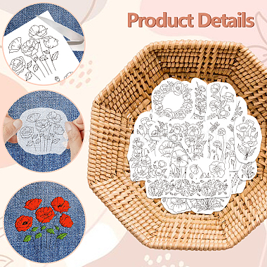 4 Sheets 11.6x8.2 Inch Stick and Stitch Embroidery Patterns(DIY-WH0455-145)-3