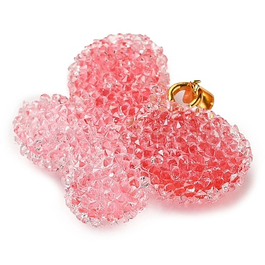 pendentifs en résine transparente avec strass à pois(RESI-N040-02G-04-RS)-2