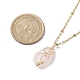 Natural Rose Quartz with Brass Pendant Necklaces(NJEW-JN04679-01)-3