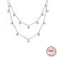 Rhodium Plated 925 Sterling Silver Micro Pave Clear Cubic Zirconia Double Layer Necklaces(MG0607)-1
