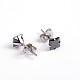 Square Cubic Zirconia Stud Earrings(EJEW-H306-05-3mm)-1