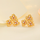 Luxurious Brass Pave Clear Cubic Zirconia Flower Stud Earrings(AI0449)-4