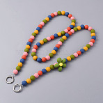 Plastic Round Beaded Crossbody Mobile Straps, with Alloy Spring Gate Rings, for Phone Case Decoration Accessories, Colorful, 118cm(AJEW-WH0347-61)