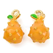 Alloy Enamel Pendants, Fruits Charms, Pear, 18x10x9mm, Hole: 1.8mm(PALLOY-S032-01A-015)