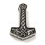 316 Surgical Stainless Steel Pendants, Viking Thor's Hammer with Knot Charm, Antique Silver, 35x24x8mm, Hole: 4.5mm(STAS-E212-106AS)