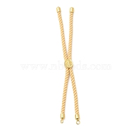 Twisted Nylon Cord Silder Bracelets, Link Bracelet Making for Connector Charm, with Long-Lasting Plated Golden Brass Cord End & Alloy Tree of Life, Navajo White, 8-3/4~8-7/8 inch(22.2~22.6cm), Hole: 2mm(DIY-B066-03G-18)