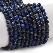 Natural Lapis Lazuli Beads Strands, Faceted, Round, 3mm, Hole: 0.6mm, about 122~124pcs/strand, 15.35''(39~39.5cm)(G-Z035-A01-02A)