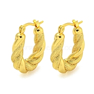 304 Stainless Steel Earrings, U-Shape, Real 18K Gold Plated, 27x19x6mm(EJEW-R161-07G)