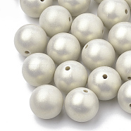 Spray Painted Style Acrylic Beads, Rubberized, Round, Dark Khaki, 8mm, Hole: 1mm, about 1800pcs/500g(MACR-T010-8mm-04)