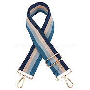 Stripe Pattern Cotton Fabric Bag Straps, with Alloy Swivel Clasps, Bag Replacement Accessories, Steel Blue, 72~128x5cm(FIND-WH0001-56A)