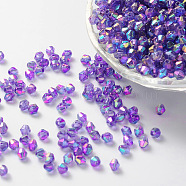 Bicone AB Color Plated Eco-Friendly Transparent Acrylic Beads, Dark Orchid, 4x4mm, Hole: 1mm, about 1660pcs/50g(X-TACR-A003-4mm-21)