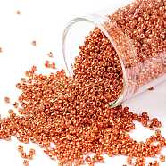 TOHO Round Seed Beads, Japanese Seed Beads, (PF562) PermaFinish Burnt Orange Metallic, 15/0, 1.5mm, Hole: 0.7mm, about 15000pcs/50g(SEED-XTR15-PF0562)