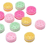 40Pcs 4 Colors Resin Decoden Cabochons, Imitation Food, Sandwich Biscuit, Mixed Color, 15x7mm(RESI-CJ0001-139)