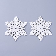 Poplar Wood Pendants, Dyed, Snowflake, White, 70x61x3mm, Hole: 2.5mm(WOOD-O004-19B)