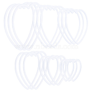 18Pcs 6 Style PP Plastic Linking Rings, Craft Loop, Heart, for Macrame Craft, Woven Net/Web with Feather Making, White, 58~155x62~168x4.5~5.5mm, Inner Diameter: 43~122x51~150.5mm, 3pcs/style(FIND-GF0004-45)
