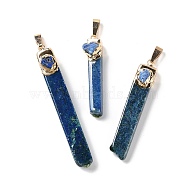 Natural Lapis Lazuli Big Pendants, with Golden Plated Brass Snap on Bails, Rectangle Charms, 20~74x8~14x6~16mm, Hole: 10x4mm(G-B066-01G-04)