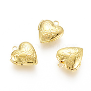 Brass Locket Pendants, Photo Frame Charms for Necklaces, Heart, Golden, 15.2x13.2x4.6mm, Hole: 1.6mm, Inner Measure: 6.3x8mm(KK-G386-10G)