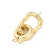 Rack Plating Brass Fold Over Clasps, Long-Lasting Plated, Lead Free & Cadmium Free, Real 18K Gold Plated, 29.5mm, Hole: 1.2mm(KK-A224-27C-G)