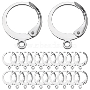 80Pcs 304 Stainless Steel Leverback Earring Findings, with Loop, Silver, 14x12x2mm, Hole: 1.2mm, Pin: 0.6x1mm(STAS-SC0006-42)
