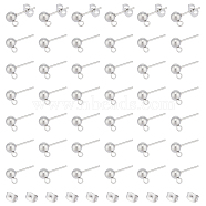 100Pcs 304 Stainless Steel Ball Post Stud Earring Findings, with Loop and 316 Surgical Stainless Steel Pin, 100Pcs 304 Stainless Steel Ear Nuts, Stainless Steel Color, 6~16x4.5~8x3~5mm, Hole: 0.8~1.8mm, Pin: 0.8mm(STAS-UN0056-39)