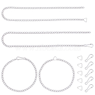 DIY 304 Stainless Steel Chain Garment Decoration Making Kits, Including Curb Chains & Keychain Clasp Findings & Buckle Clasps, Stainless Steel Color, Chains: Link: 5x7x2mm, 10strands/set(DIY-UN0002-39P)