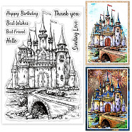 PVC Plastic Stamps, for DIY Scrapbooking, Photo Album Decorative, Cards Making, Stamp Sheets, Castle Pattern, 16x11x0.3cm(DIY-WH0167-57-0195)