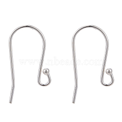 925 Sterling Silver Earring Hooks, Silver, 25x15mm, Hole: 2mm, 20 Gauge, Pin: 0.8mm(STER-G011-18)