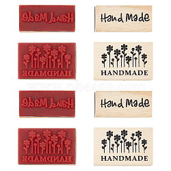 8Pcs 2 Styles Wooden Stamps, for Scrapbooking and DIY Craft Card, Rectangle with Word Handmade, BurlyWood, 4pcs/style(DIY-OC0005-80)