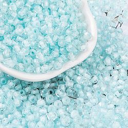 Glass Seed Beads, Inside Colours, Bicone, Pale Turquoise, 4.5x3.5mm, Hole: 1.5mm, 5625pcs/pound(SEED-A032-05C)